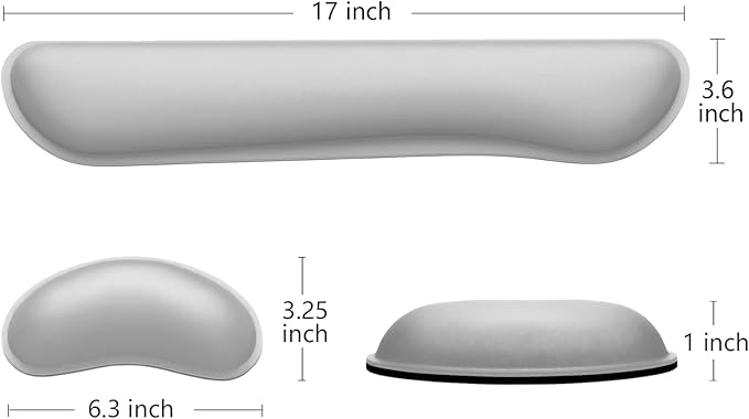 Dapesuom Enlarge Keyboard Wrist Rest, Memory Foam Wrist Cushion for Desk Mats Support, Cute Typing Pain Relief Keyboard Mouse Pad Rests Set with Non-Slip Base for Gaming Laptop Office, Space Gray