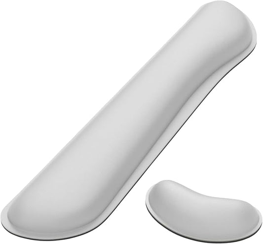 Dapesuom Enlarge Keyboard Wrist Rest, Memory Foam Wrist Cushion for Desk Mats Support, Cute Typing Pain Relief Keyboard Mouse Pad Rests Set with Non-Slip Base for Gaming Laptop Office, Space Gray