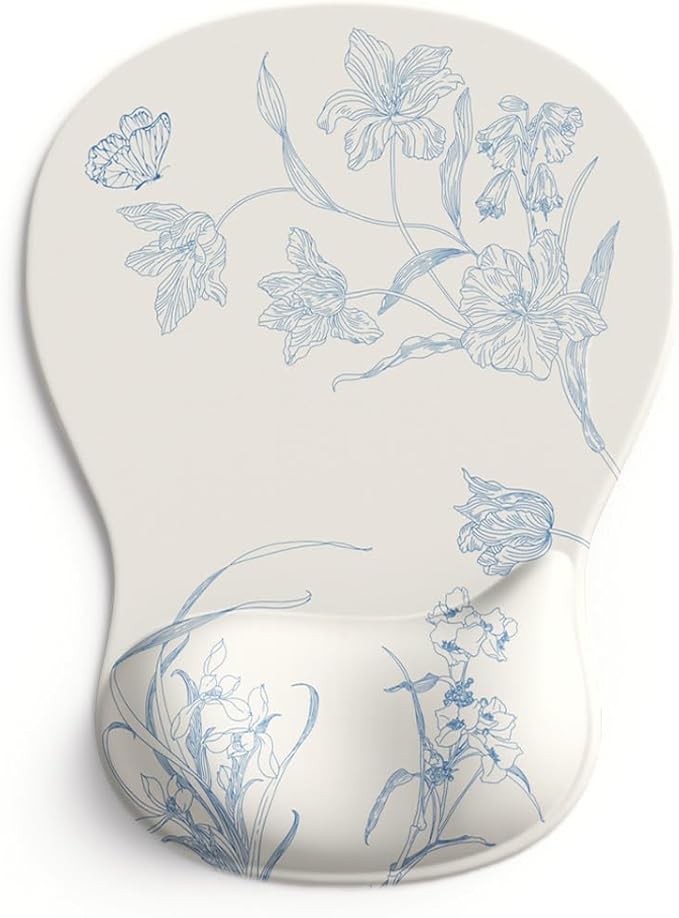 ErgoComfort Gel Wrist Rest Mouse Pad-Ergonomic Office Mousepad with Wrist Support-Non-Slip, Design Desk Accessories Mat for Home&Game Decor (08FloraBliss)