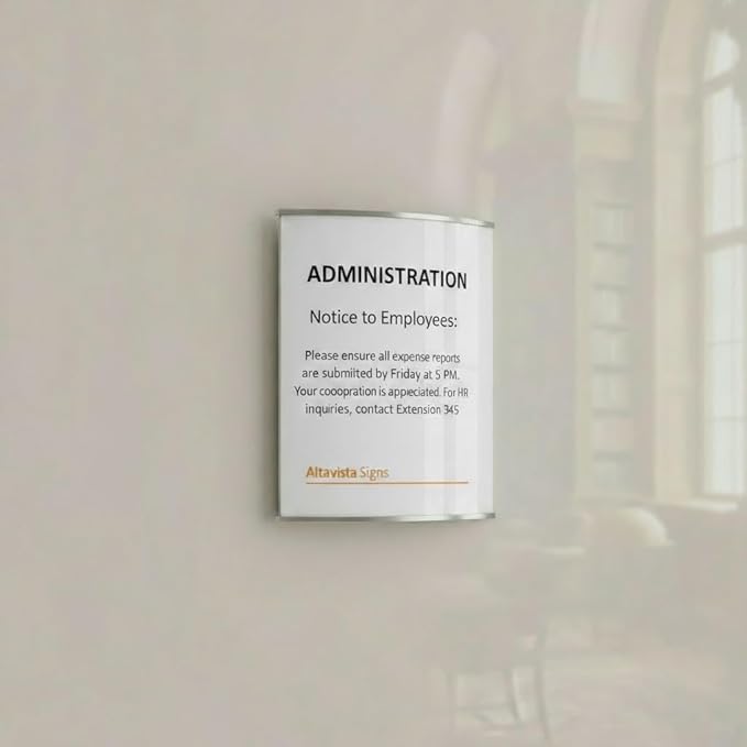 Office Door/Wall NAMEPLATE Sign Frame Display Curvature Design Silver Holder (6.0" W x 8.27" H)