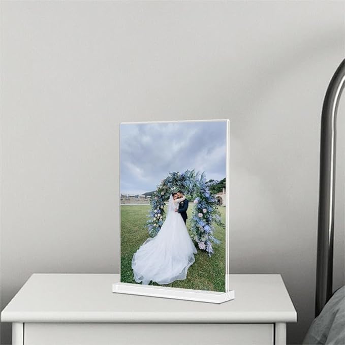 Acrylic Sign Holder 4x6 Inches 24 Pack T Shape Desktop Display Stand Vertical Double Sided Clear Table Menu Flyer Holder for Restaurants, Office, Shop, Wedding