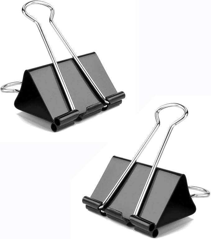 Medium Binder Clips, 144 Pack, 1-1/4 Inch, Black, Standard 32mm, Capacity 0.6 Inch, Metal Paper Clips, Office Clips, Fold Clamp, Office and School Supplies