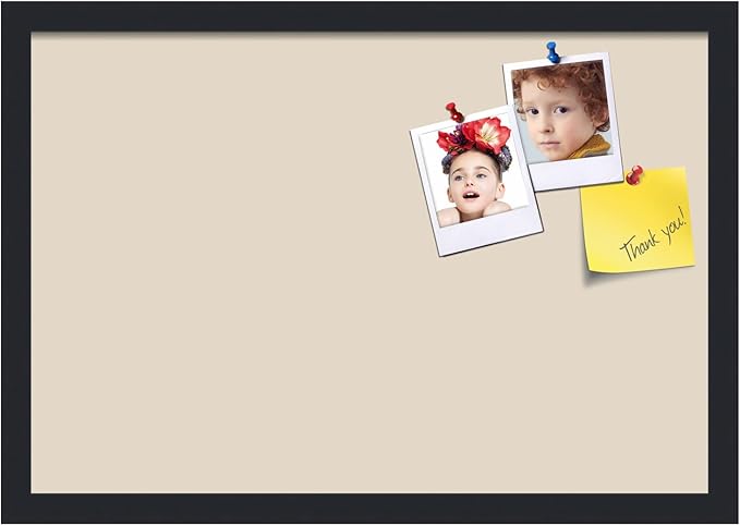 PinPix 22x15 Inch Cork Bulletin Board. This Decorative Framed Pin Board Comes with Desert Pastel Design and a Satin Black Frame. Ideal for Home Office Decor or Message Board (PinPix-1815)