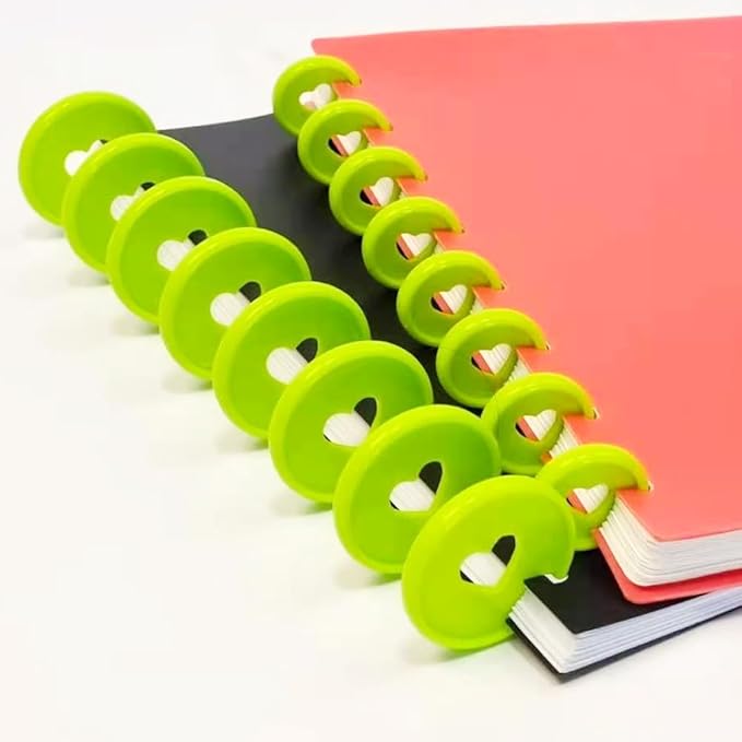33pcs Planner Discs for Discbound Notebook Accessories 0.94 inch Binder Rings Heart Expansion Disc Binding Discs(33pcs Green 0.94 inch/24 mm)