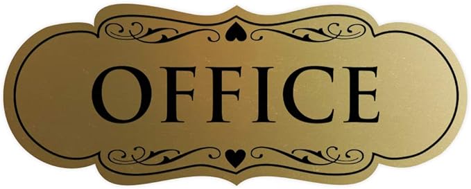 All Quality Designer Office Sign | Easy Installation - Brushed Gold - Medium (1 Pack)