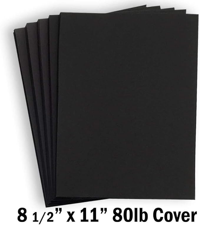 Hamilco Black Colored Cardstock Thick Paper - 8 1/2 x 11" Heavy Weight 80 lb Cover Card Stock - for Scrapbook Craft Calligraphy or Chalkboard Papers for Printer 100 Pack