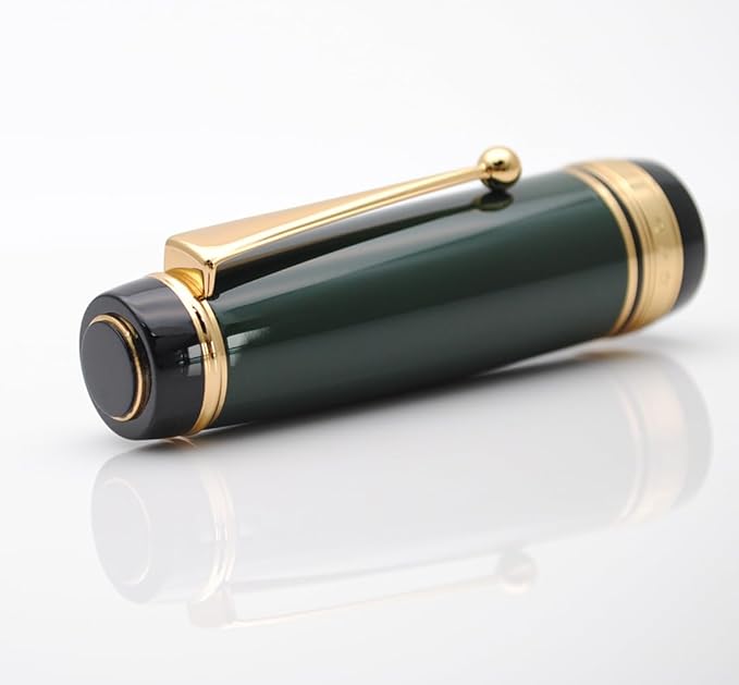 Metal Big Fountain Pen Set Medium Nib 0.7mm, Includes Ink Refill Converter, 5 Ink Cartridges & Gift Box (Medium Nib 0.7mm, Green)