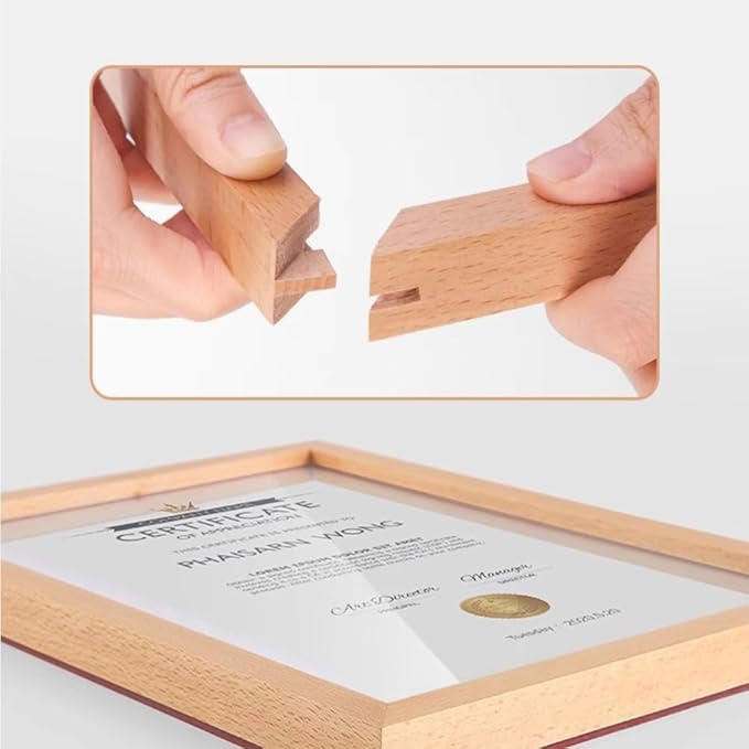 Wall Mount Acrylic Sign Holder Self Adhesive Magnetic Display Frame Clear Document Frame for Office, Store, School, Home, Wall Picture Frame (Beech A3 297×420mm/11.69×16.54inches)