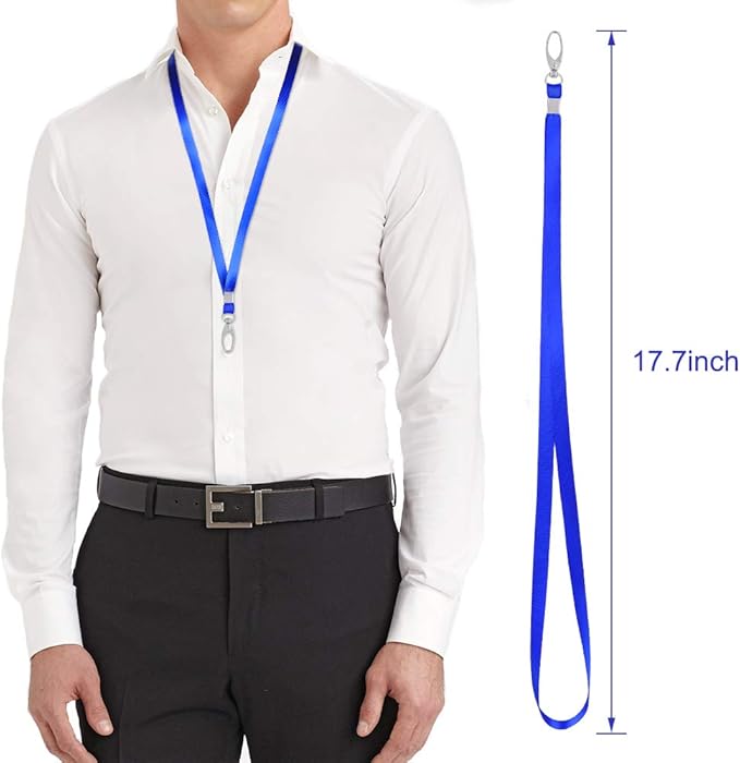 10pack Lanyards for Id Badges Holder Bulk Lanyard with Clip Swivel Hooks for Name Tag ID Badge Holder,Students, Employees (10, Blue)