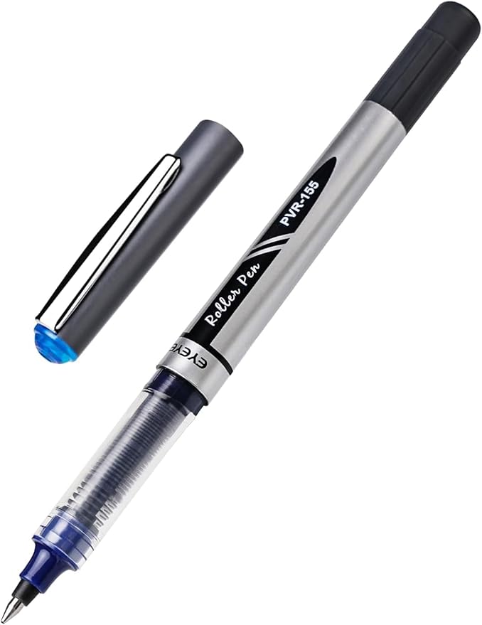 EYEYE Blue Rollerball Pens 0.7mm, 25 Pack Liquid Ink Roller Ball Pen Medium Point Quick Dry, Blue Ink Pens Fine Point Smooth Writing Pen for Journaling, Note Taking, Office, School Supplies