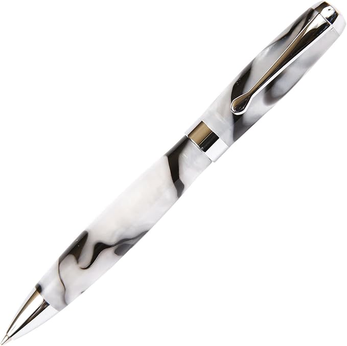 Lanier Pens Tuscany Black & Pearl Ballpoint Pen - Marbleized Gloss Body