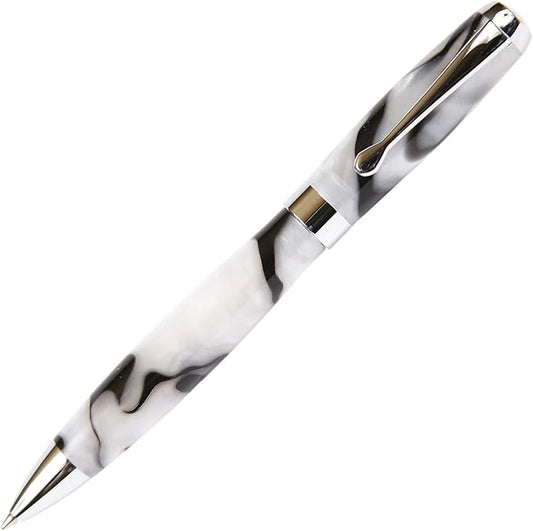 Lanier Pens Tuscany Black & Pearl Ballpoint Pen - Marbleized Gloss Body