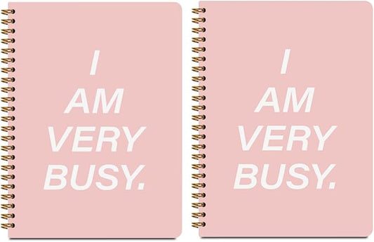 2 Pcs Funny Notebook- I am very busy, Pink Spiral Notebook College Ruled, Journaling for Work, Note Books Home College Classroom Office Supplies Gifts for Women, Friend, Sister, Girls