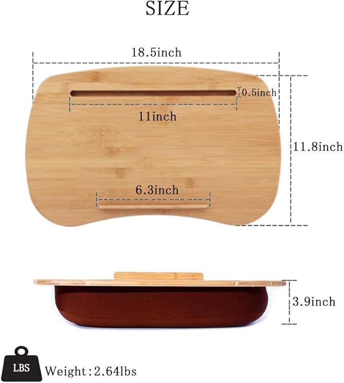 SUMISKY Lap Desk-Portable Laptop Table with Bamboo Platform Phone Holder (M(18.5"x11.8"))