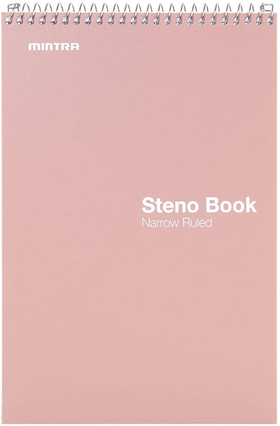 Mintra Office Steno Books - (Pastel 8PK - Lavender, Sage, Salmon, Spring Pink) - Narrow Ruled Paper, 6" x 9", 100 sheets for Writing Notes in School, University, College, Work, Office