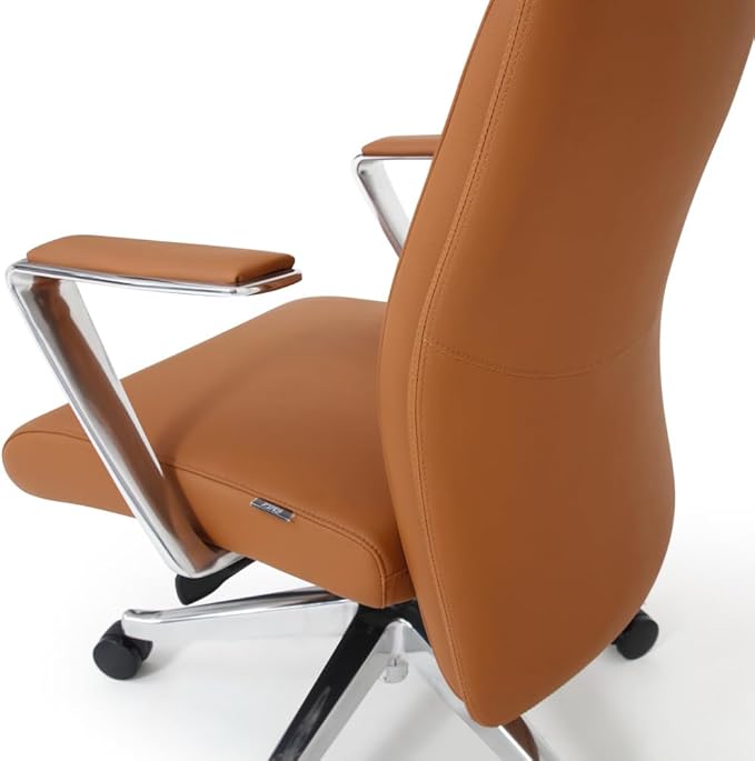 ZURI Draper Leather Executive Chair with Aluminum Frame - Tan