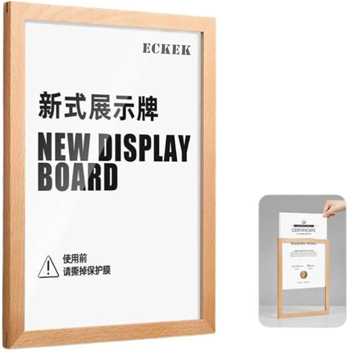 Wall Mount Acrylic Sign Holder Self Adhesive Magnetic Display Frame Clear Document Frame for Office, Store, School, Home, Wall Picture Frame (Beech A4 210×297mm/8.27×11.69inches)