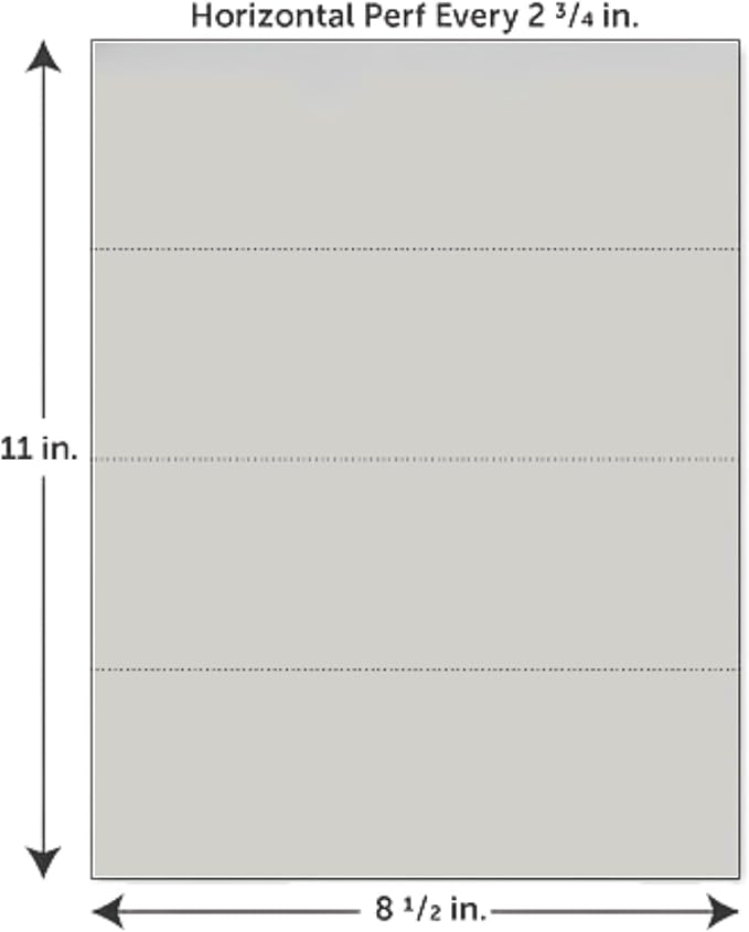 Limited Papers (TM) 8.5x11 Perforated Paper, Variety of Perforation Sizes and Colors, for Forms, Tickets, Postcards, Business Cards. (Lavender/orchid, 4 up - horizontal every 2.75")