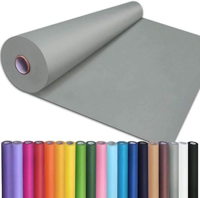 PerkHomy 24" x 2,400" (200') Light Grey Kraft Paper Roll for Craft Bulletin Board Paper Art Table Covering Crafting Gift Wrapping Bouquet Packing Parcel 80GSM 55LB (Light Grey, 24" x 200')