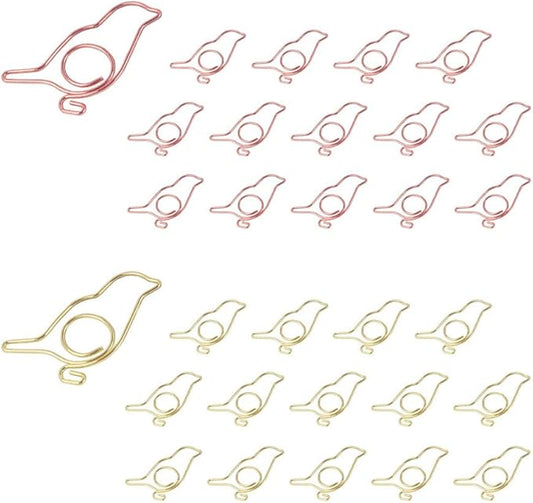 OWLFAVO 30pcs Bird Shape Paper Clips with Clear Box, Rose Gold and Yellow Gold, Funny Cute Paperclips Bookmarks Planner Clips for Fun Office Supplies School Gifts Wedding Decoration …