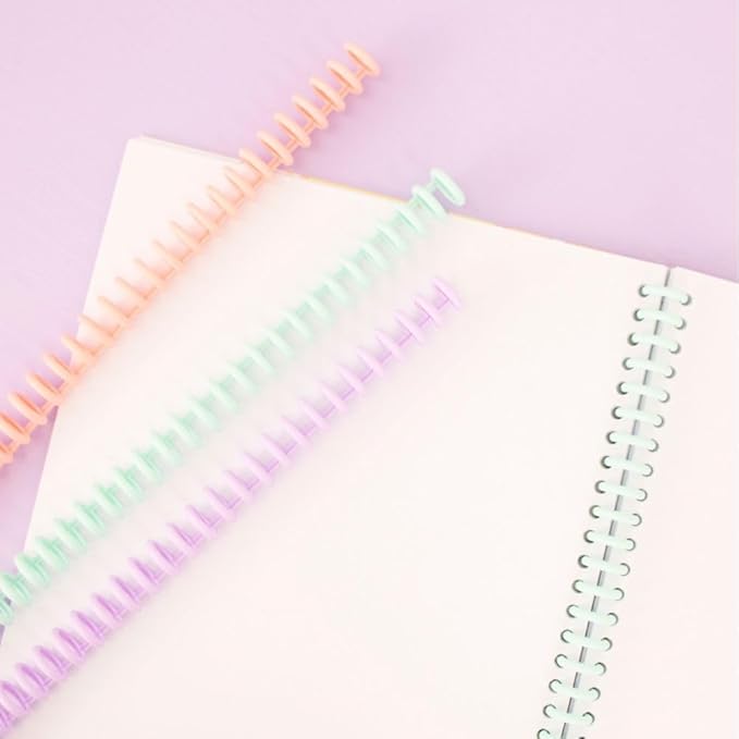 Craftelier - Click Binding Spines 3:1 Pitch - Pastel Tones - Easy Zip Binding - Reusable, Trimmable Coils for Up to 85 Sheets -12 mm. (0.47") Diameter - 6-Pack for A4 to A7 and US Letter Sizes