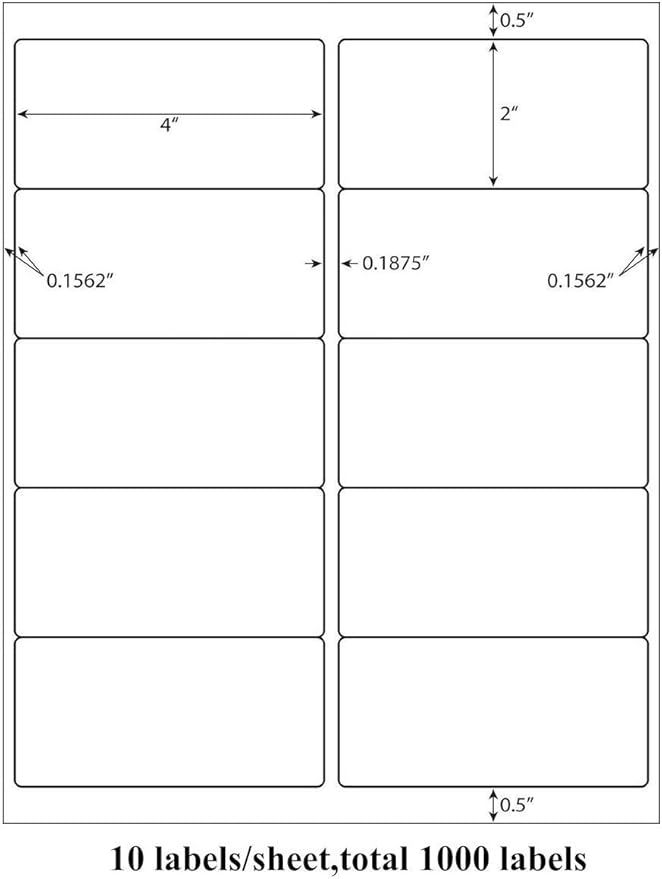 9527 Product 10 UP Sticker Labels,2x4 inches FBA Shipping Address Labels for Laser/Ink Jet Printer,Total 10000 Labels