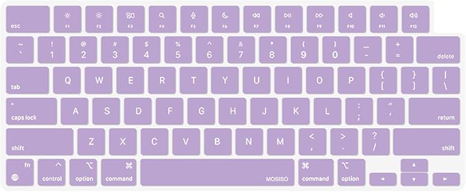 MOSISO Keyboard Cover Skin Compatible with MacBook Air 15 inch M3 A3114 M2 A2941/Air 13.6 A3113 A2681/Pro 14/16 M4 M3 M2 M1, Light Purple