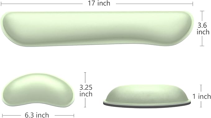 Dapesuom Enlarge Keyboard Wrist Rest, Memory Foam Wrist Cushion for Desk Mats Support, Cute Typing Pain Relief Keyboard Mouse Pad Rests Set with Non-Slip Base for Gaming Laptop Office, Lake Green