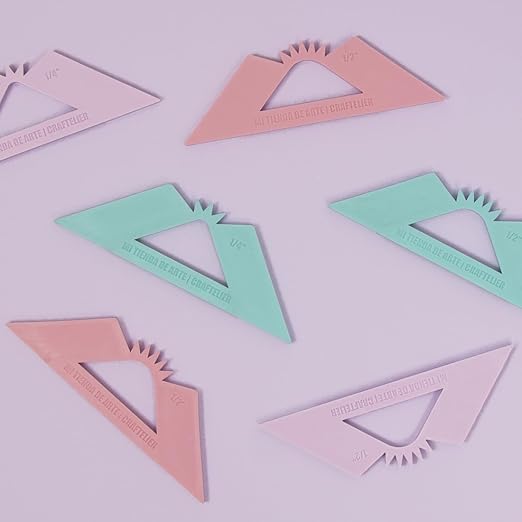 Craftelier - Set of 2 Squares for Rounded Corners Binding | Perfect Tool for Binding Planners, Binders or Albums | Two Sizes 1/4“ and 1/2” - Color Purple