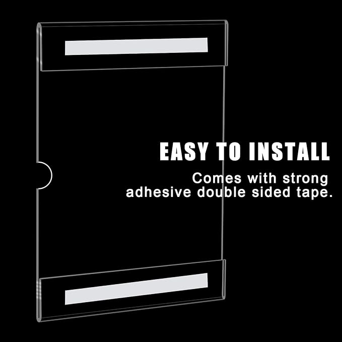 12pack 8.5 X 11 Wall Mount Acrylic Sign Holder with Tape, Clear Plastic Menu Holder, Unbreakable Table Sign Holder for Office, Restaurant, Store, School and Home Use with Notch
