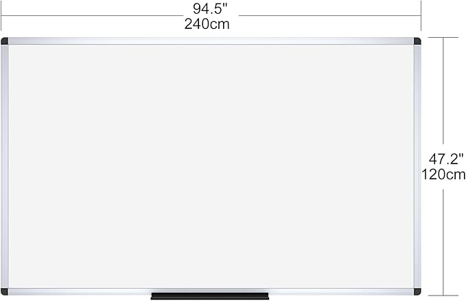 VIZ-PRO Dry Erase Board/Magnetic Whiteboard, 96 x 48 Inches, Large Wall Mounted Board for School Office and Home 8' x 4'