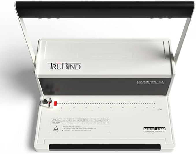 TruBind Manual Coil Binding Machine with Adjustable Side Margin | 20 Sheet Punch Capacity | Bind up to 440 Sheets with 4:1 Pitch | 2-Year Warranty | Heavy-Duty Coil Crimping Pliers Included