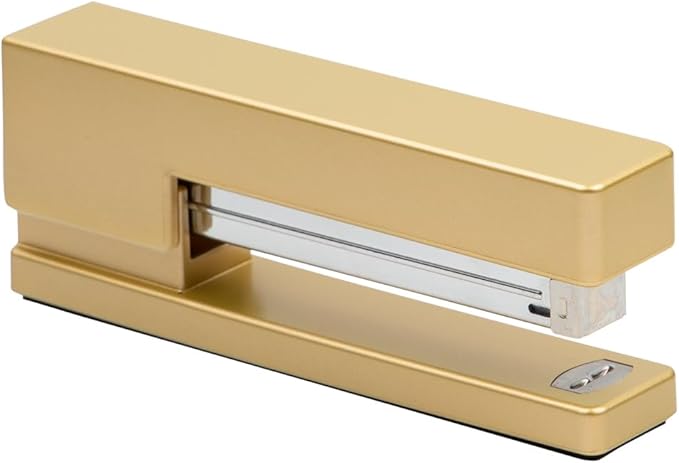 JAM PAPER Desk Trio Pack - Gold - Stapler, Tape Dispenser & Pen Holder - 3/Pack