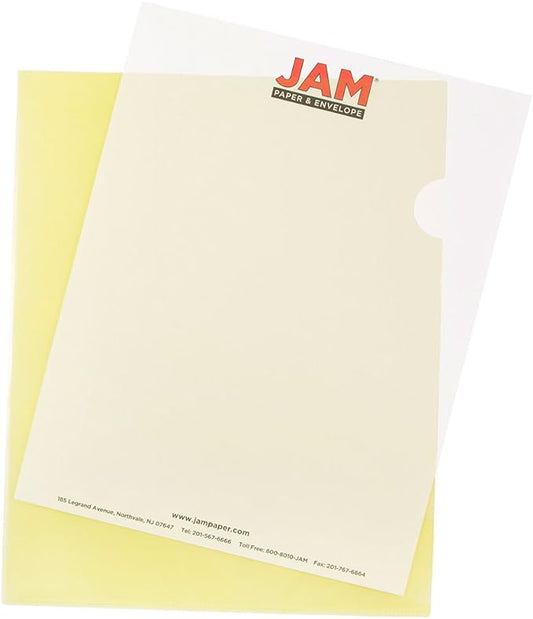 JAM PAPER Plastic Sleeves - Letter Size - 9 x 11 1/2 - Yellow Project Pockets - 12 Page Protectors/Pack