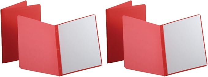 Oxford Title Panel and Border Front Report Covers, Red, Letter Size, 25 per Box, (52511) (Pack of 2)
