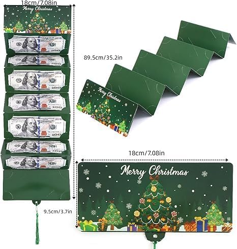2PCS Christmas Cash Gift Envelopes 10 Slots, Christmas Cash Gift Envelopes with Tassel, 2026 Surprise Money Christmas Gift Card Holder for family friends lovers for Checks Cards Cash(Red+Green)