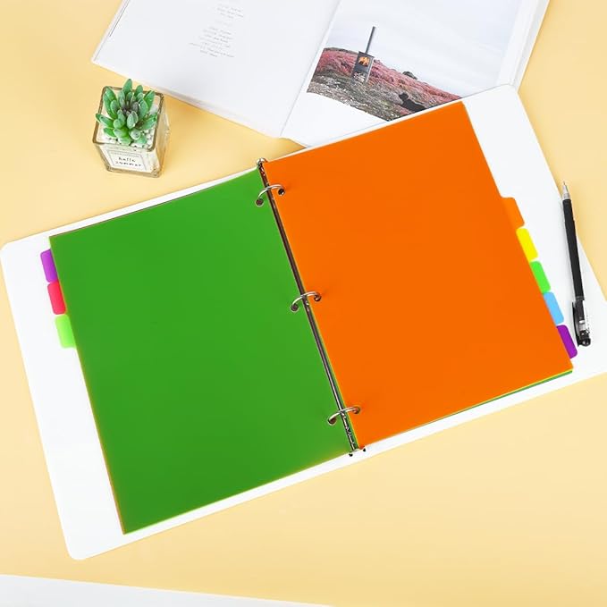 Binder Dividers for 3 Ring Binder, 8 Tab Set, Durable Plastic Tabs with Tabs, Customizable with 42 Labels, Assorted Colors for Office, School, Letter Size