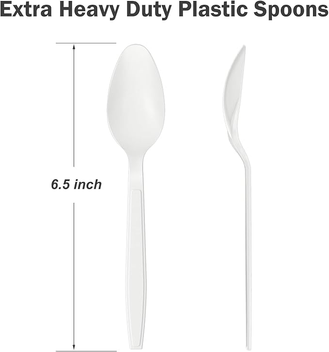 360 Count White Plastic Spoons Disposable, BPA-Free, Heat Resistant, Solid and Durable Disposable Spoons Heavy Duty Bulk, Premium Spoons plastic disposable for Party Supply