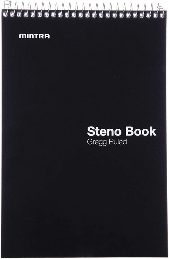 Mintra Office Steno Books - (Primary 4PK, Green Tint Paper, Gregg Ruled) - 6inx9in, 70 Sheets