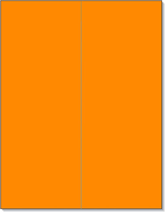 NextDayLabels 8-1/2 x 11" Neon Color High Light Fluorescent Labels for Laser & Inkjet Printer (Orange Fluorescent, 4-1/4" x 11" - 2 Per Page | 50 Labels)