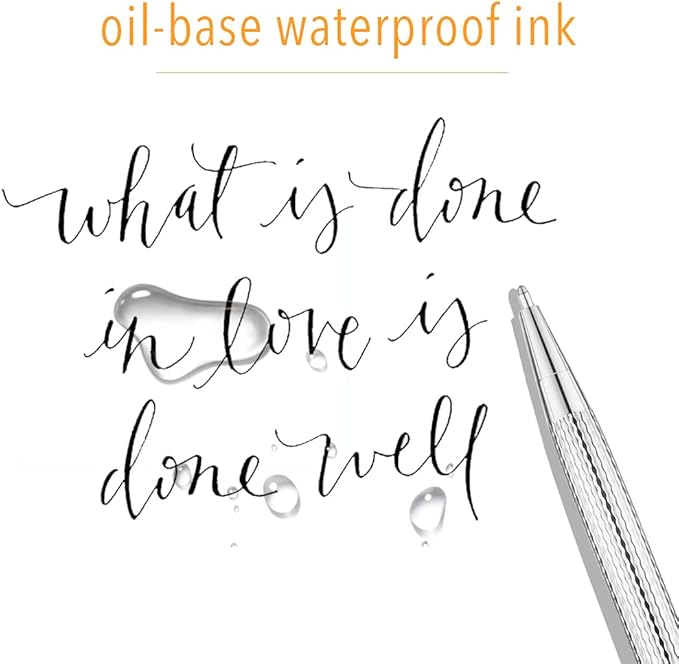 Unibene Slim Metallic Retractable Ballpoint Pens - Carved Silver, Nice Gift for Business Office Students Teachers Wedding Christmas, Medium Point(1 mm) 6 Pack-Black ink