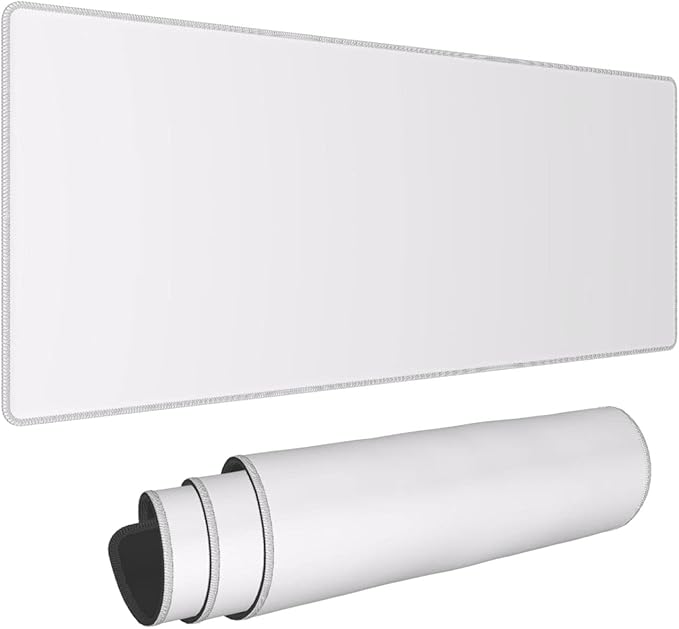 Grey White XL Extended Large Gaming Mouse Pad 31.5"x11.8" Non-Slip Rubber with Stitched Edges, Extra Long Desk Mat Computer Laptop Writing Mat for Desktop Office Home