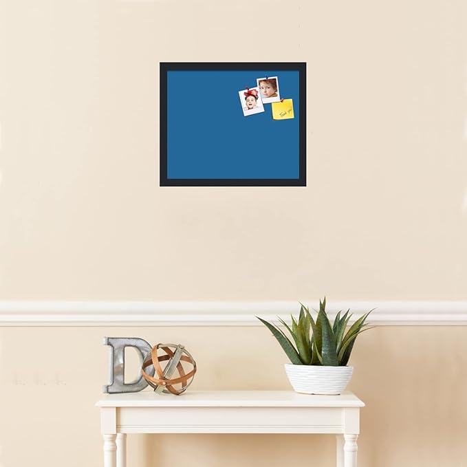 PinPix 17x14 Inch Cork Bulletin Board. This Decorative Framed Pin Board Comes with Navy Pastel Design and a Satin Black Frame. Ideal for Home Office Decor or Message Board (PinPix-1811)