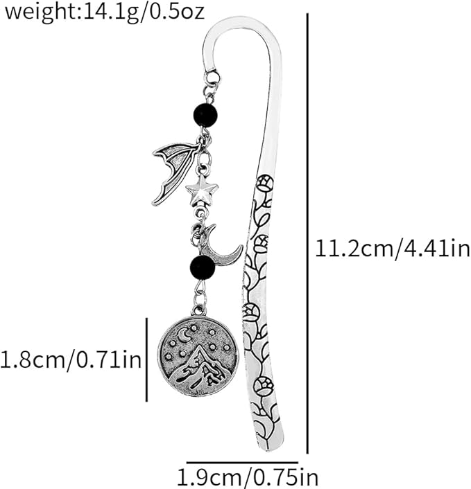 Fantasy Dragon Leather Corner Bookmark, Elegant Metal Dragon Charms Leather Page Saver, Chic Book Accessory for Bookworms, Great Gift for Dragon & Book Lovers (ACotar)