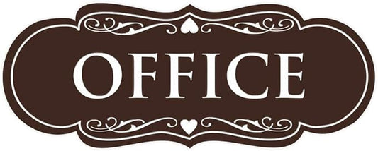All Quality Designer Office Sign | Easy Installation - Dark Brown - Large (1 Pack)