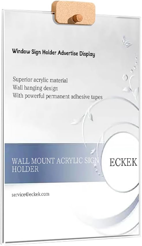 Wall Mount Acrylic Sign Holder with 3M Tape, Photo Menu Flyer Display Frames for Mall, Office, Home, Restaurant (Metal Vertical A5 148×210mm/5.83×8.27inches)
