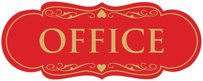 All Quality Designer Office Sign | Easy Installation - Red/Gold - Medium (1 Pack)