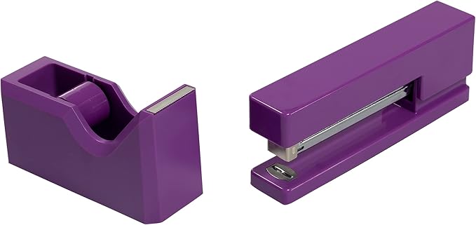 JAM PAPER Office & Desk Sets - 1 Stapler & 1 Tape Dispenser - Purple - 2/Pack