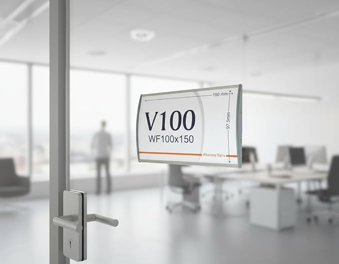 SET OF 3, SIGN HOLDER WALL / DOOR MOUNT NAME PLATE FRAME DISPLAY CURVATURE PLAQUE SILVER ALUMINUM OFFICE 4.00" W x 6.00" H