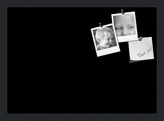 PinPix 21x15 Inch Cork Bulletin Board. This Decorative Framed Pin Board Comes with Solid Black Design and a Satin Black Frame. Ideal for Home Office Decor or Message Board (PinPix-622)